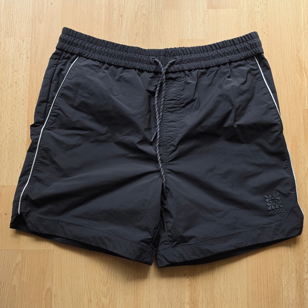 Hugo Boss Colas Mens Black Swim Shorts Trunks 5" Logo Size M